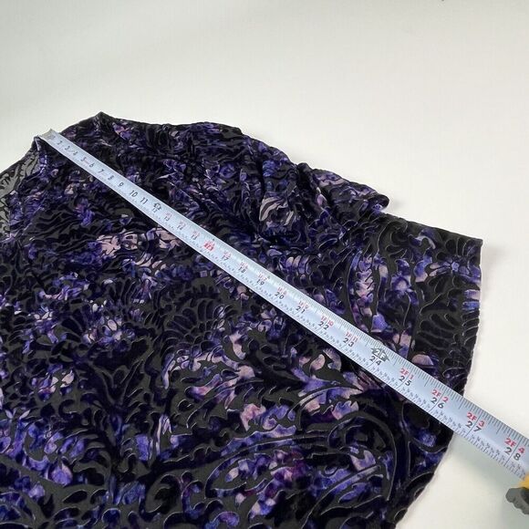 Roz and Ali Burnout Velvet Floral Top 1X Purple Popover Whimsigoth Dark Blouse - Picture 7 of 13